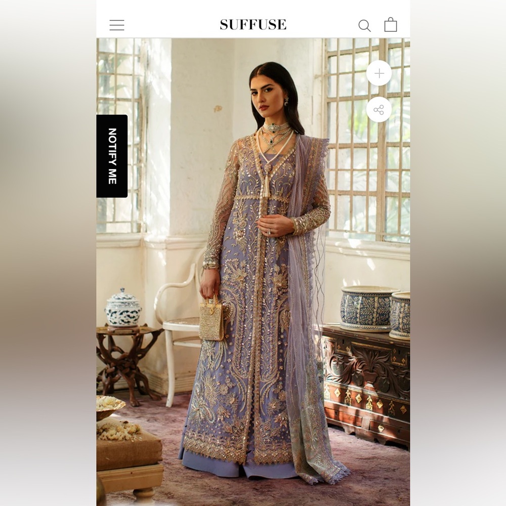 Lavender Embroidered Long Sleeve Formal Dress by